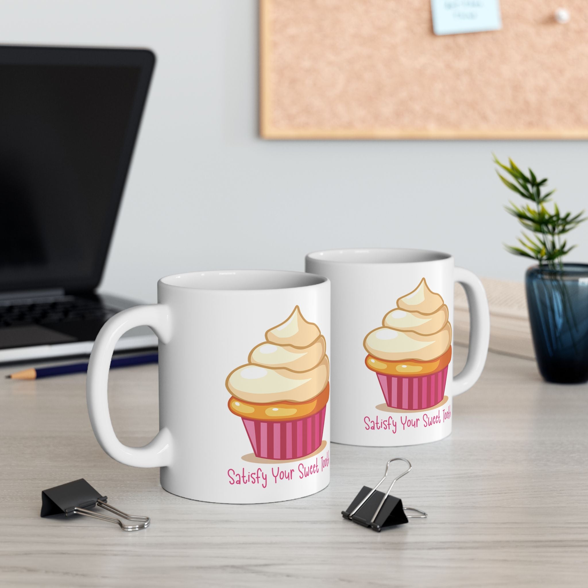 Cute Cupcake Illustration Ceramic Mug | Dessert Art Coffee Cup