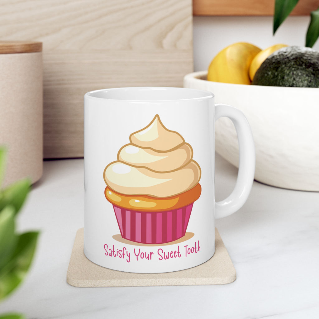 Cute Cupcake Illustration Ceramic Mug | Dessert Art Coffee Cup