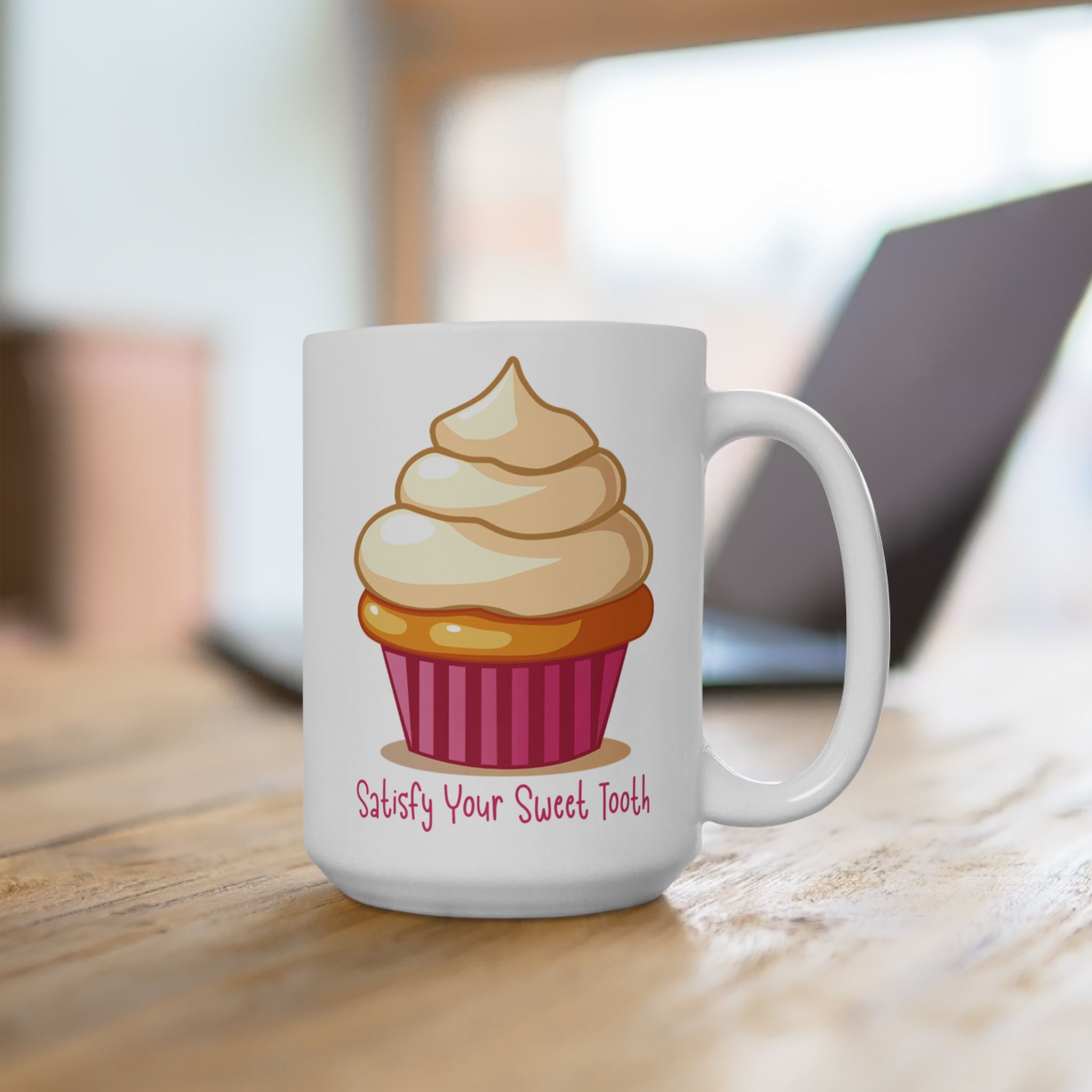 Cute Cupcake Illustration Ceramic Mug | Dessert Art Coffee Cup